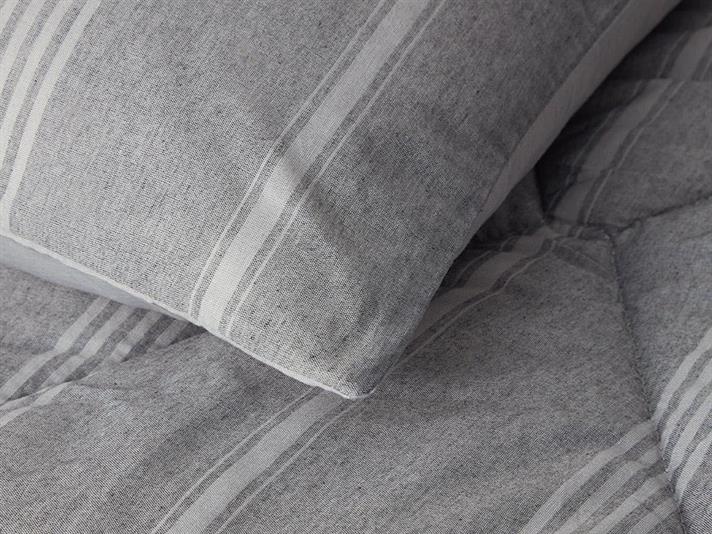 Modern Stripe Polycotton Double Person Sleeping Set 195x215 cm Anthracite