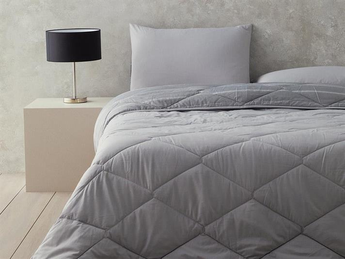 Modern Stripe Polycotton Double Person Sleeping Set 195x215 cm Anthracite