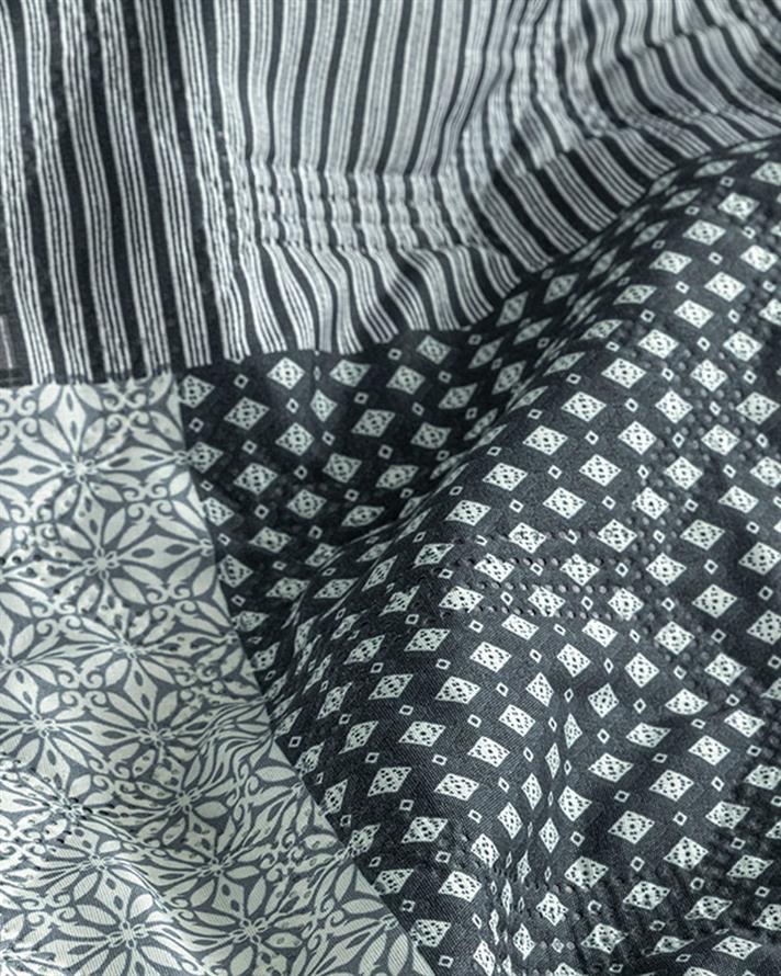 Set cuvertură pat cu față de pernă, pentru o persoană, Unique Patch, poliester, 160x220 cm, gri