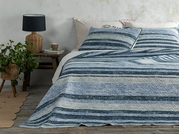 River Multipurpose For One Person Bed Quilt Set 160x220 cm Blue