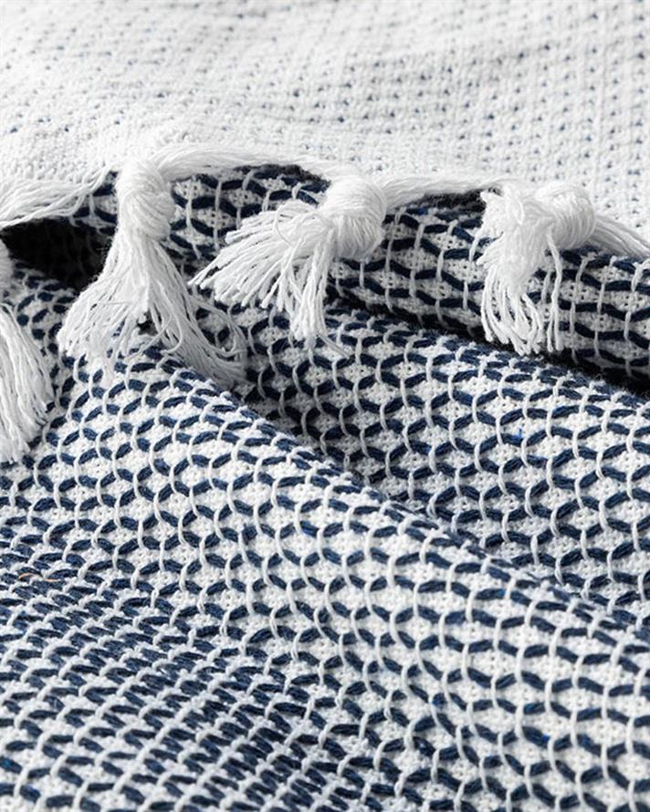 Set cuvertură pat cu față de pernă, pentru o persoană, Dothy, bumbac-acril, 160x240 cm, bleumarin