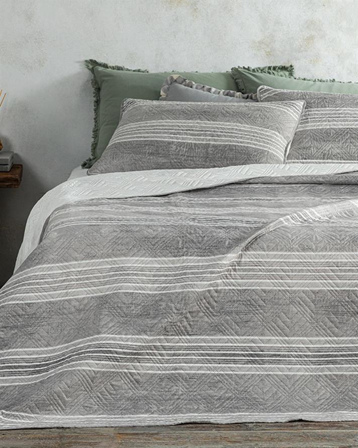 Set cuvertură pat cu față de pernă, pentru o persoană, Rare Stripes, poliester, 160x220 cm, Bej