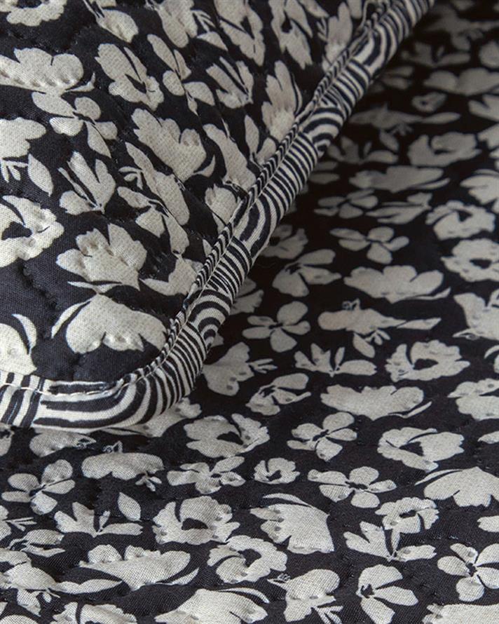 Set cuvertură pat cu față de pernă, pentru o persoană, Flowery Modern, poliester, 160x220 cm, negru