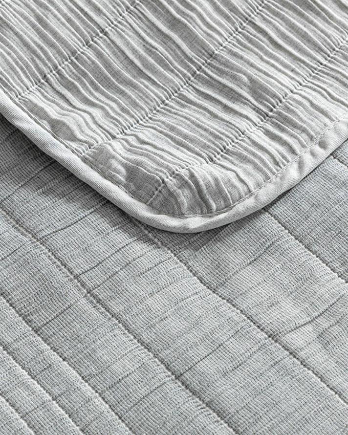 Set cuvertură pat cu față de pernă, pentru o persoană, Cosy Rectangles, bumbac-poliester, 160x240 cm, gri