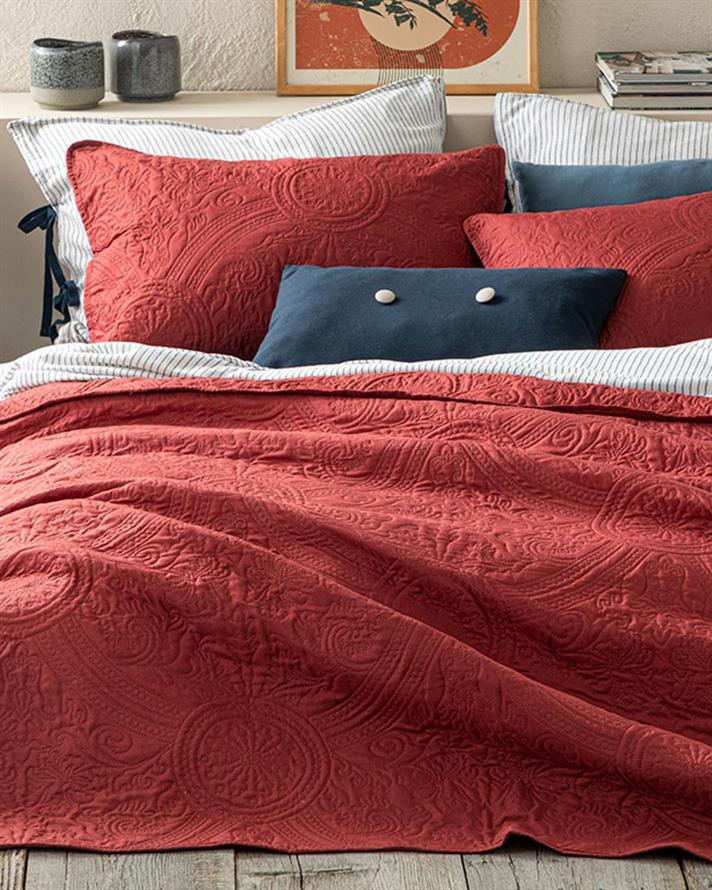 Set cuvertură pat cu față de pernă, pentru o persoană, Easton, poliester, 160x220 cm, Bordo