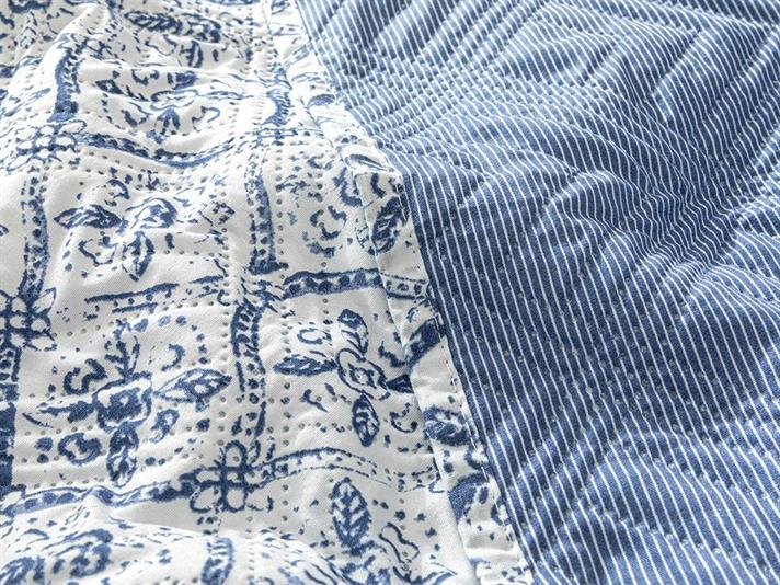 Set cuvertură pat cu față de pernă, pentru o persoană, Gem Roses, poliester, 160x220 cm, İndigo