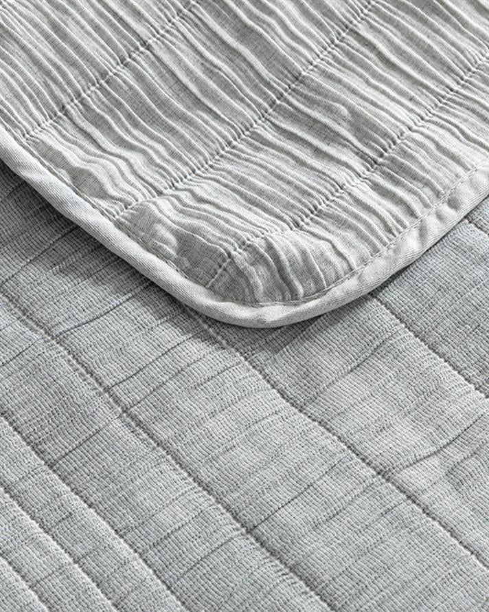 Set cuvertură pat cu fețe de pernă, King size, Cosy Rectangles, bumbac-poliester, 240x260 cm, gri