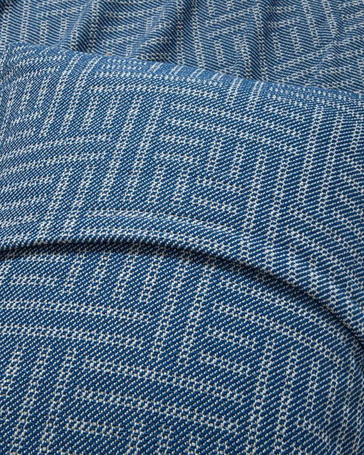 Set cuvertură pat cu fețe de pernă, King size, Check  Lines, bumbac-acril, 240x260 cm, bleumarin