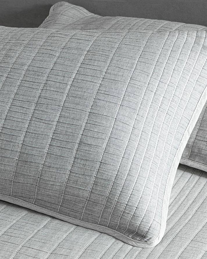 Set cuvertură pat cu fețe de pernă, King size, Cosy Rectangles, bumbac-poliester, 240x260 cm, gri