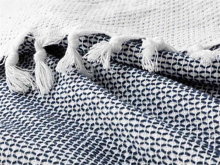 Set cuvertură pat cu fețe de pernă, King size, Dothy, bumbac-acril, 260x280 cm, bleumarin