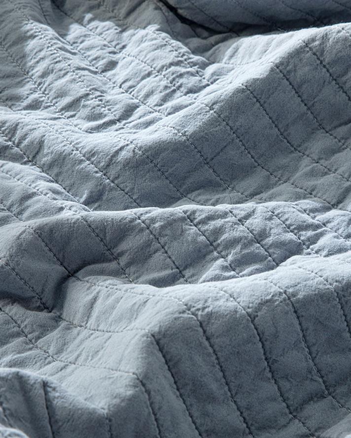 Set cuvertură pat cu fețe de pernă, King size, Ancient Stripe, bumbac, 240x260 cm, bleu