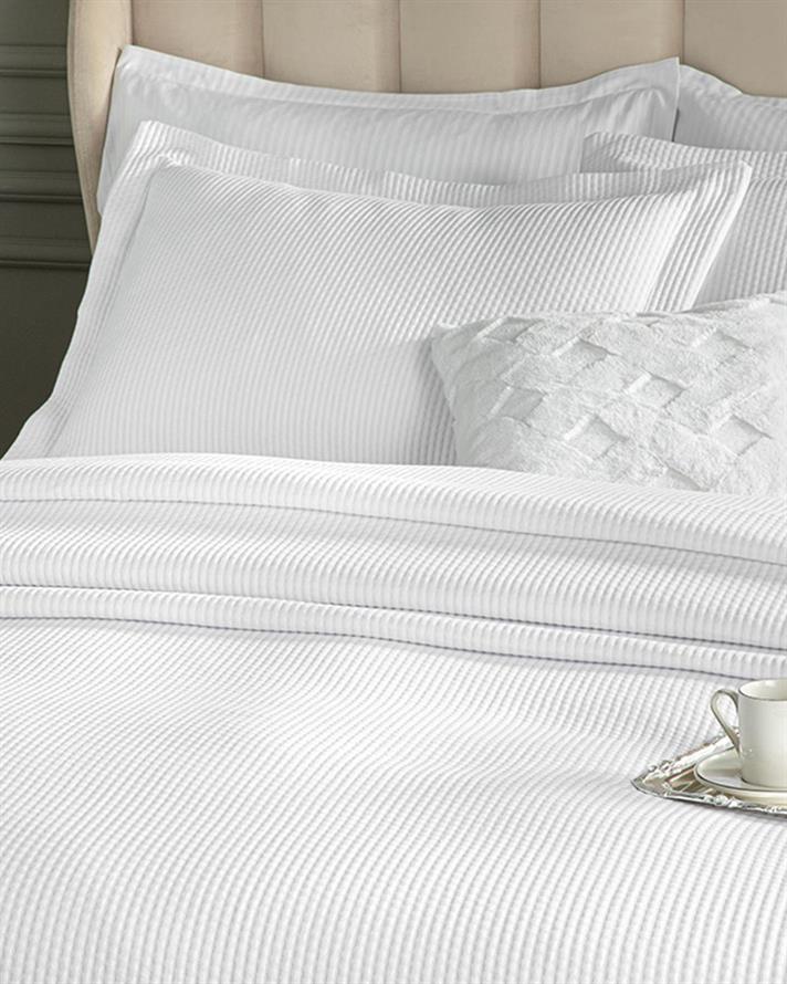 Set cuvertură pat cu fețe de pernă, King size, Luxury, bumbac, 240x260 cm, alb