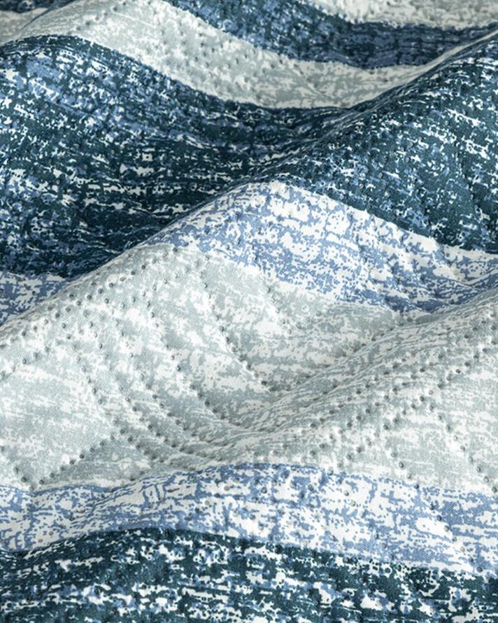 Set cuvertură pat cu fețe de pernă, pentru două persoane, River, poliester, 200x220 cm, bleu