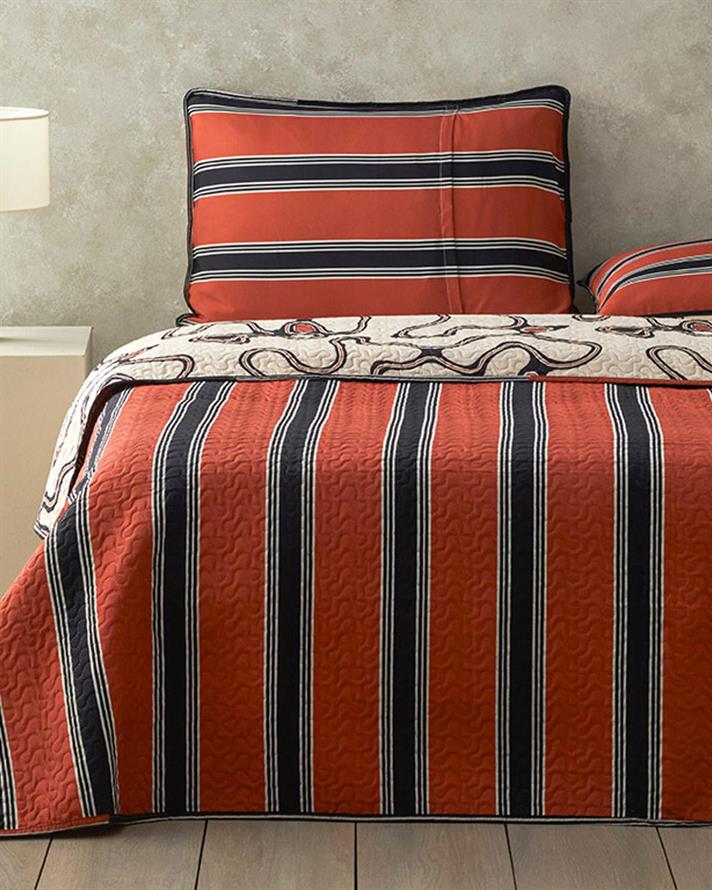 Set cuvertură pat cu fețe de pernă, pentru două persoane, Abstract Art, poliester, 200x220 cm, Bej