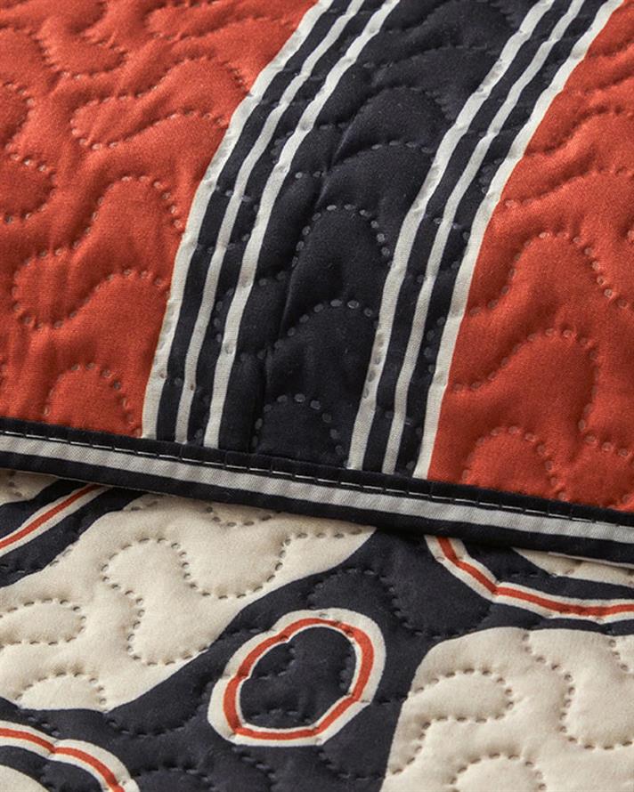 Set cuvertură pat cu fețe de pernă, pentru două persoane, Abstract Art, poliester, 200x220 cm, Bej