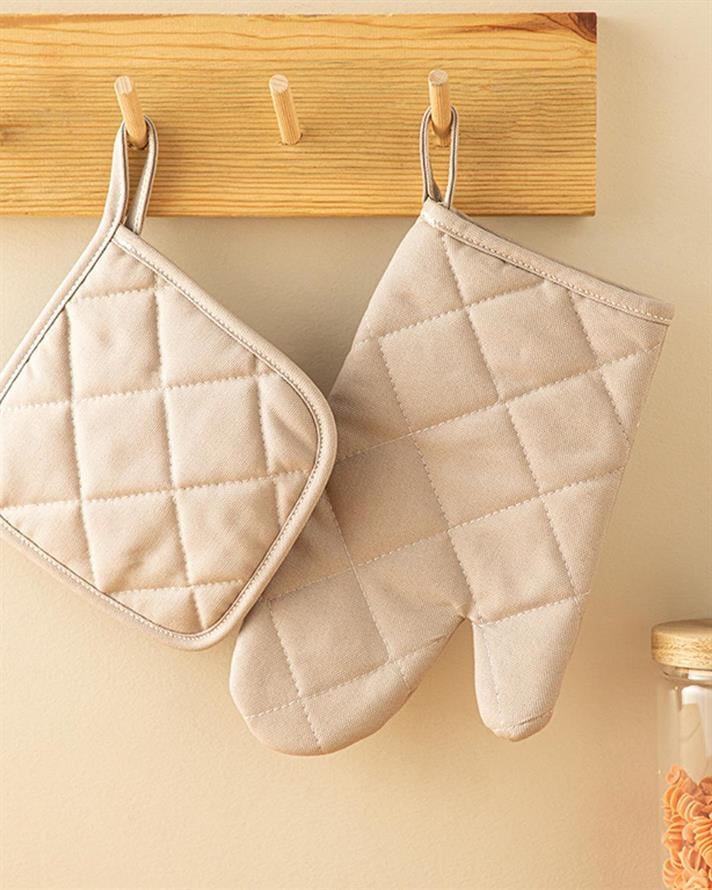 Alas Cotton 2 Set Kitchen Set 17x27 cm+18x18 cm Beige