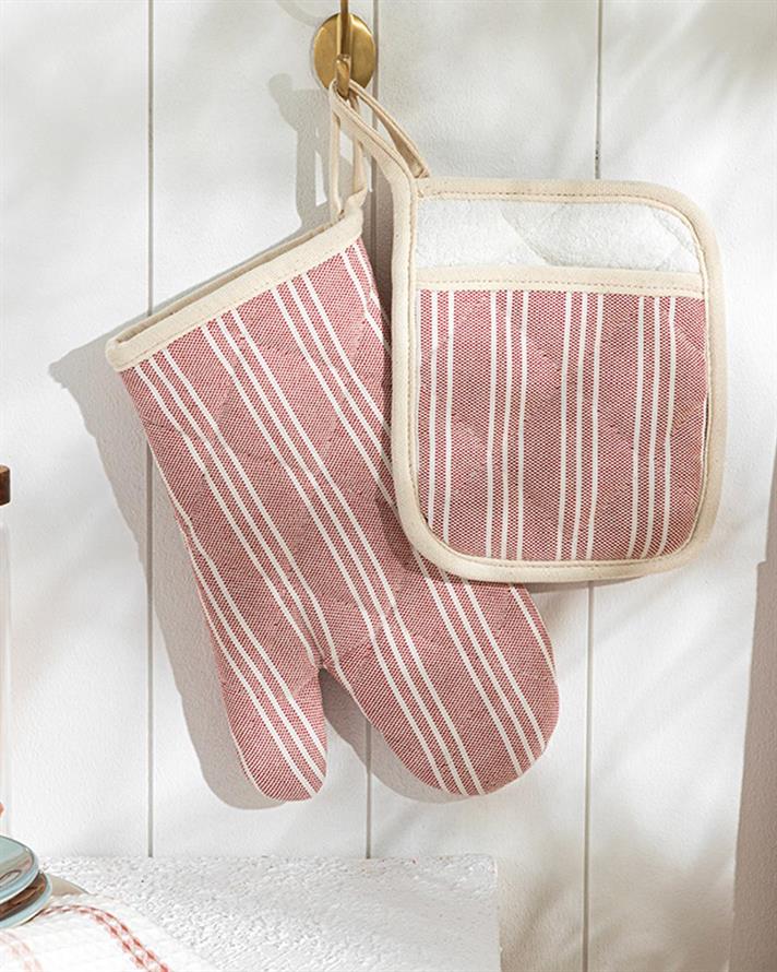Scratch Line Cotton 2 Set Kitchen Set 19x28cm+20x15 cm Red