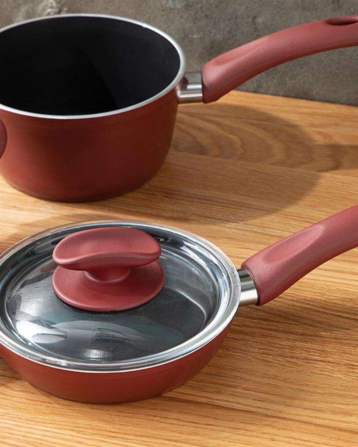 Pretty Granite Mini Size Cooking Set 14-14-14 cm Claret Red