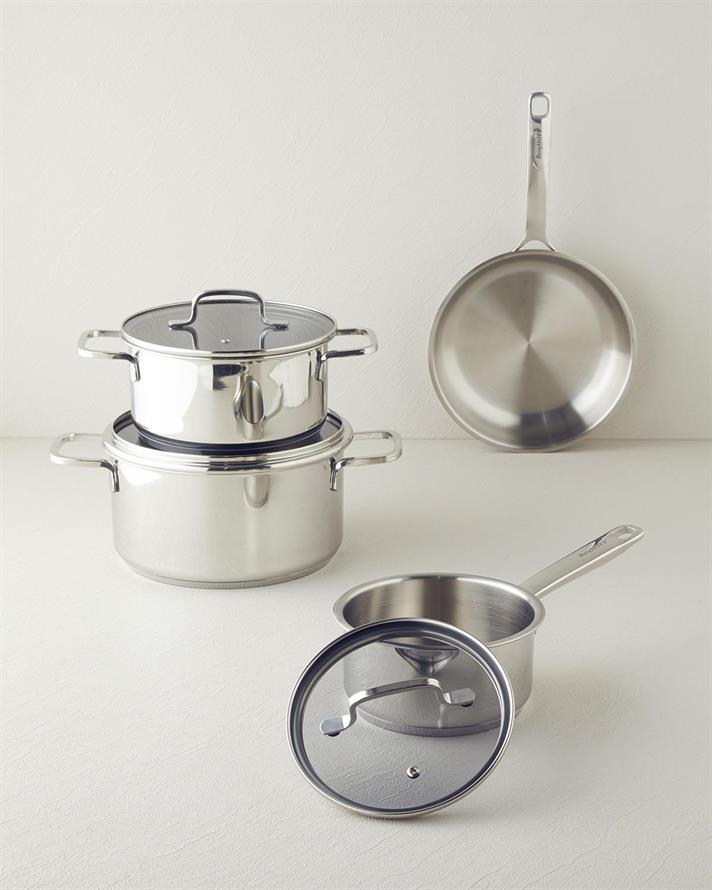 Oțel Inoxidabil 7 Piese Set Vase De Bucătărie Silver