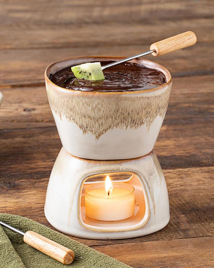 Pleasure Stoneware Fondue Set 300 ml Beige