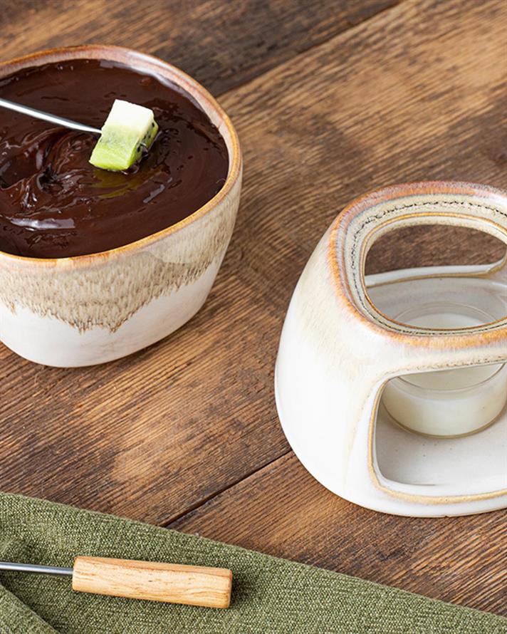 Pleasure Stoneware Fondue Set 300 ml Beige