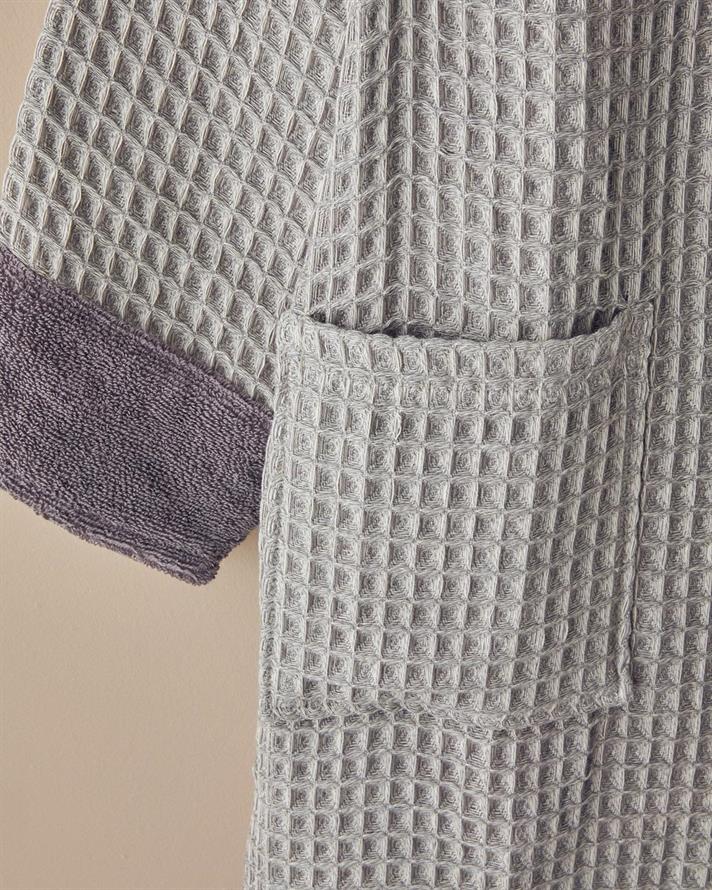 Set halat de baie cu 2 prosoape, Waffle, bumbac-poliester, S-M/50x70/70x140 cm, mov