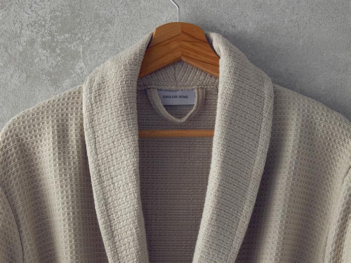 Set halat de baie cu prosop, Como, microbumbac, L-XL /50x90 cm, bej