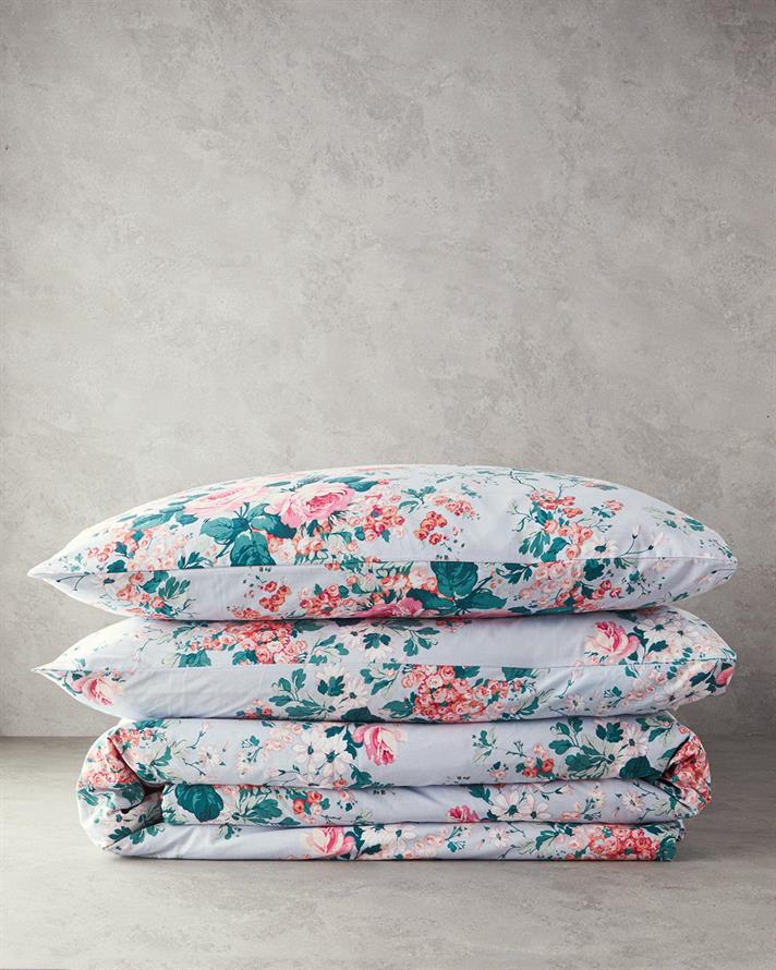 Set husa de pilota cu 2 fete de perna, pat dublu, Mystic Rose, bumbac, 200x220 cm/50x70 cm, bleu