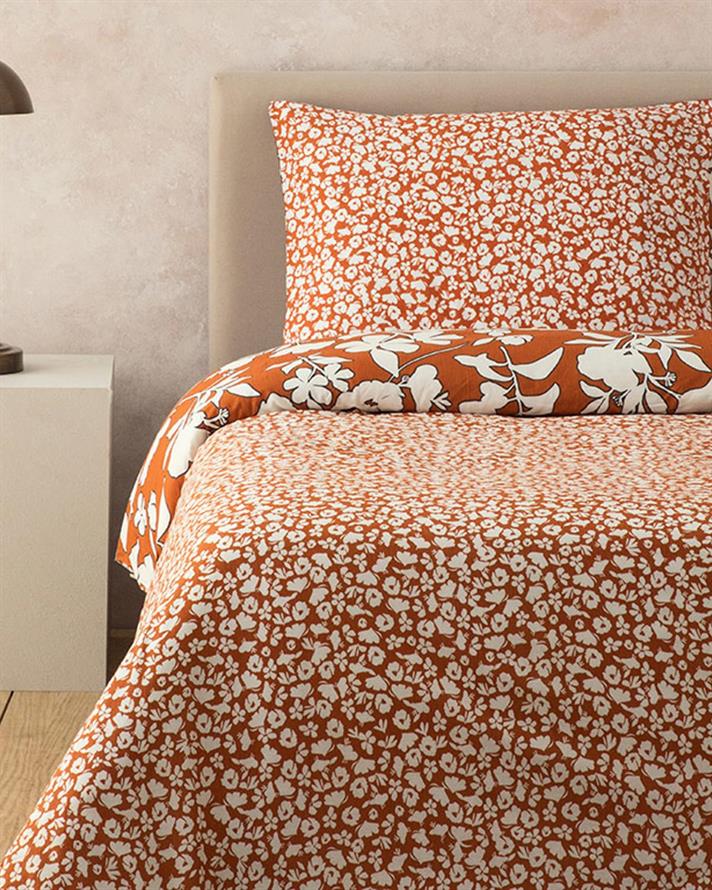 Set husa de pilota cu 2 fete de perna, King Size, Grandiflora, bumbac-viscoza, 240x220 cm/50x70 cm, terracotta