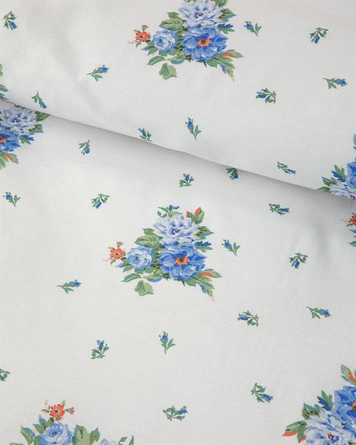 Set husa de pilota cu 2 fete de perna, King Size, Fragrant Flowers, bumbac, 240x220 cm/50x70 cm, bleu
