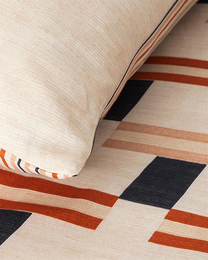 Set husa de pilota cu 2 fete de perna, pat dublu, Timeline, bumbac-viscoza, 200x220 cm/50x70 cm, terracotta