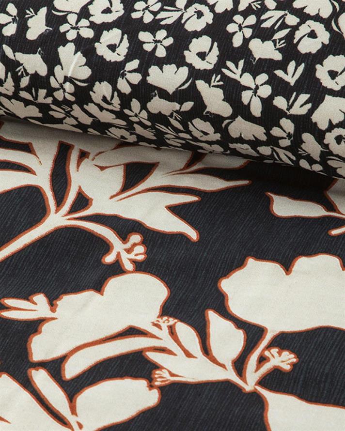 Set husa de pilota cu 2 fete de perna, King Size, Grandiflora, bumbac-viscoza, 240x220 cm/50x70 cm, antracit- terracotta