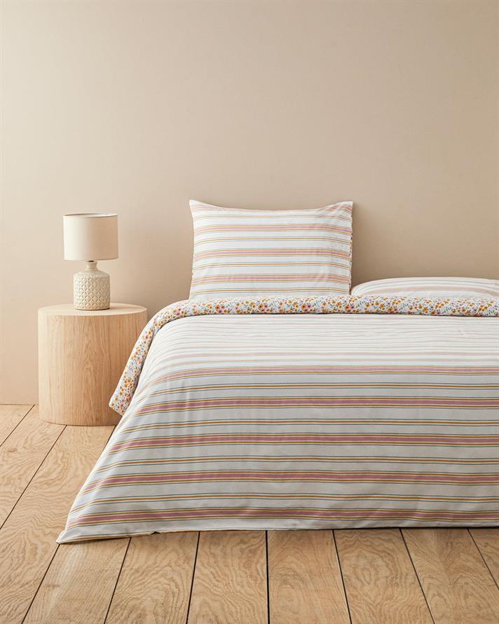 Set husa de pilota cu 2 fete de perna, King Size, Ditsy, bumbac, 240x220 cm/50x70 cm, galben