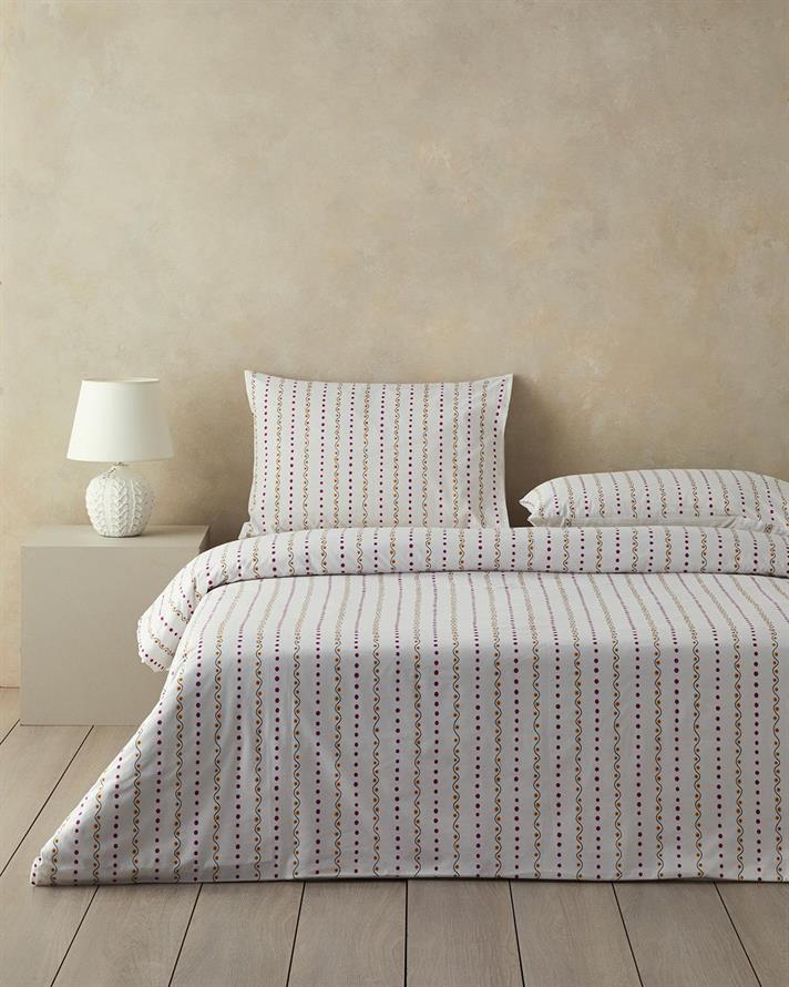 Set husa de pilota cu 2 fete de perna, pat dublu, Folk Blossom, bumbac, 200x220 cm/50x70 cm, fuchsia