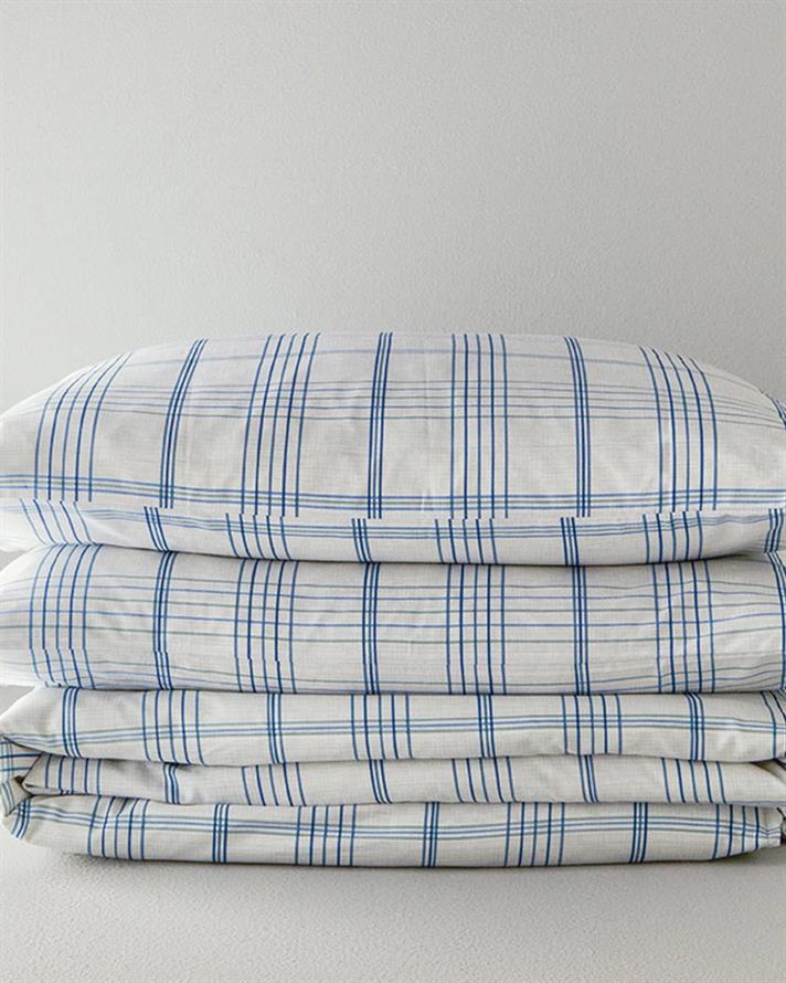 Set husa de pilota cu 2 fete de perna, pat dublu, Balmoral, bumbac-poliester, 200x220 cm/50x70 cm, bleu