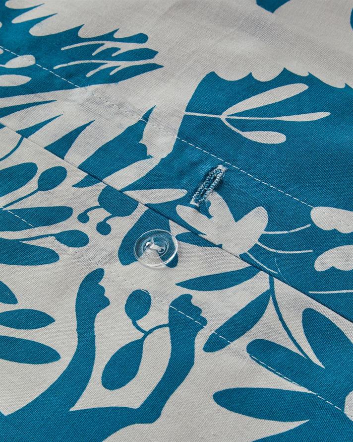 Set husa de pilota cu 2 fete de perna, pat dublu, Folk Jungle, bumbac, 200x220 cm/50x70 cm, bleu