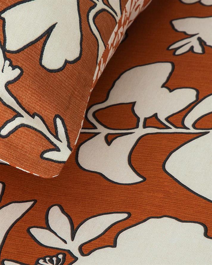 Set husa de pilota cu 2 fete de perna, pat dublu, Grandiflora, bumbac-viscoza, 200x220 cm/50x70 cm, terracotta