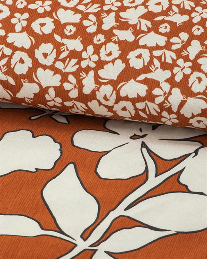 Set husa de pilota cu 2 fete de perna, King Size, Grandiflora, bumbac-viscoza, 240x220 cm/50x70 cm, terracotta