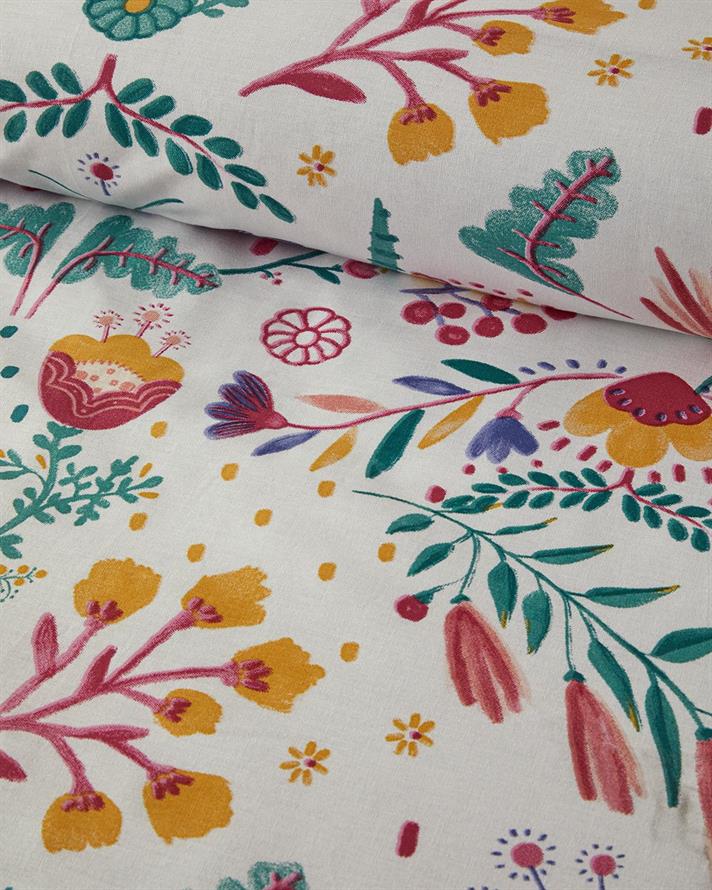 Set husa de pilota cu 2 fete de perna, King Size, Folk Dream, bumbac, 240x220 cm/50x70 cm, roz