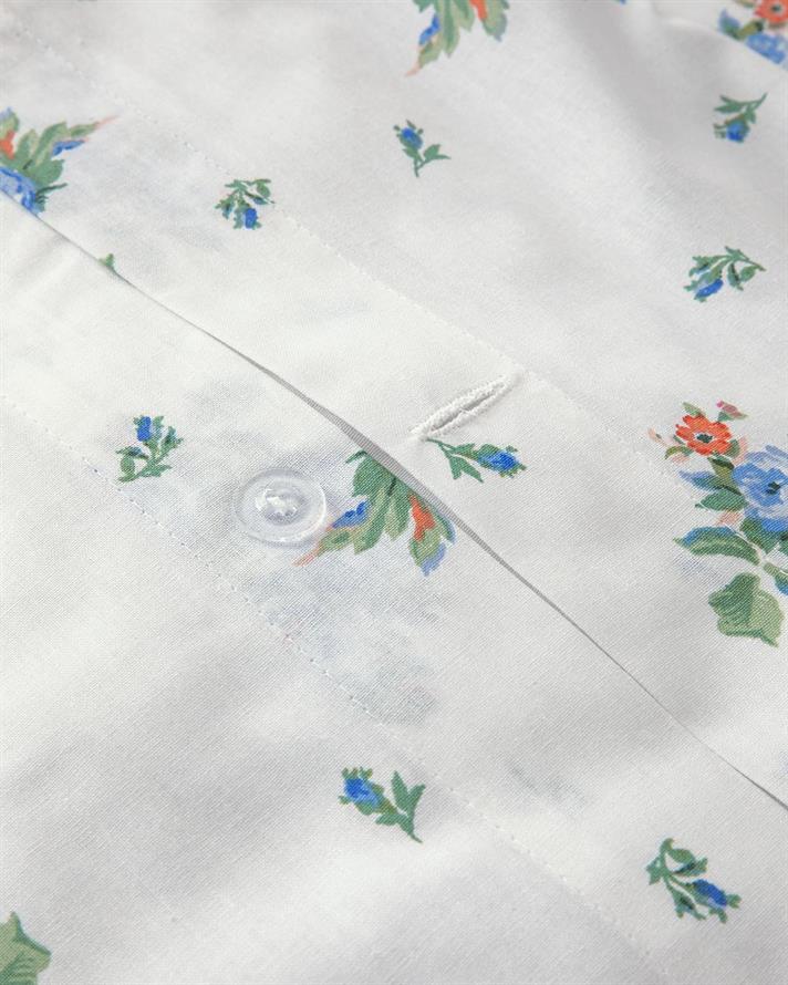 Set husa de pilota cu 2 fete de perna, King Size, Fragrant Flowers, bumbac, 240x220 cm/50x70 cm, bleu