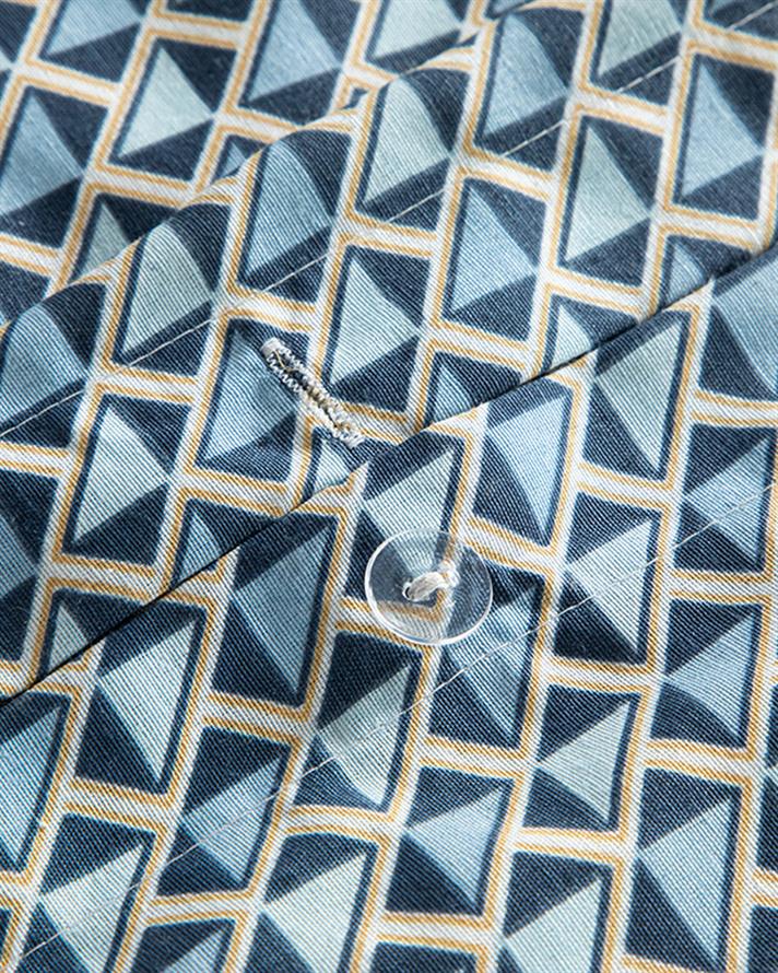 Set husa de pilota cu 2 fete de perna, pat dublu, Trio Tile, bumbac-poliester, 200x220 cm/50x70 cm, albastru