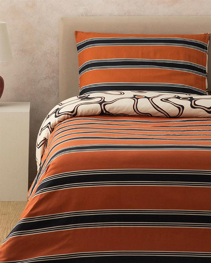 Set husa de pilota cu 2 fete de perna, King Size, Abstract Art, bumbac-viscoza, 240x220 cm/50x70 cm, bej