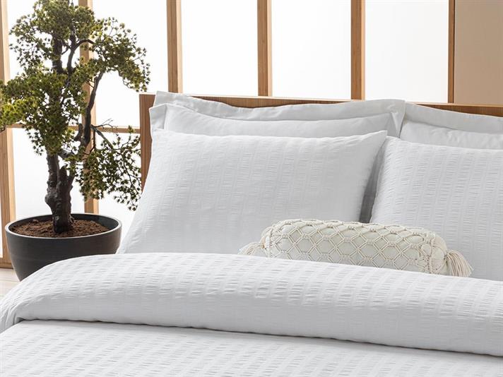 Set Husa De Pilota Cu 2 Fete De Perna, Pat Dublu, Lydia, Bumbac, 200x220 Cm/ 50x70 Cm, Alb