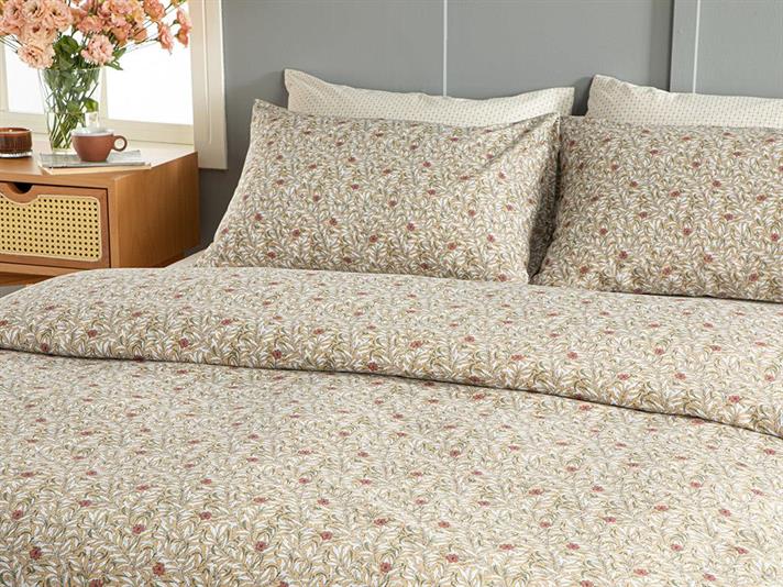 Set husa de pilota cu 2 fete de perna, pat dublu, Pure Poppy, bumbac-poliester, 200x220 cm/50x70 cm, bej