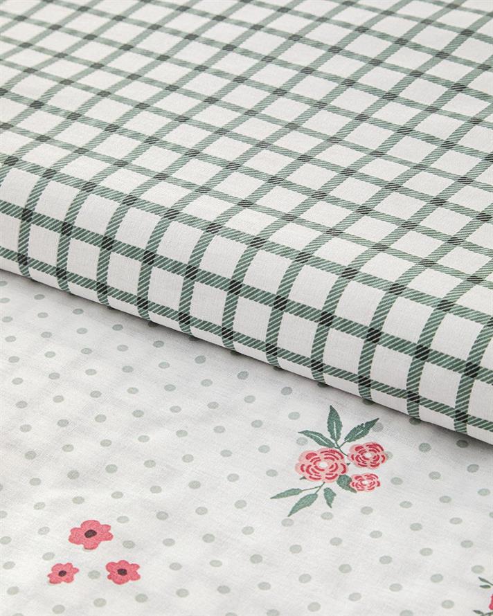 Set husa de pilota cu 2 fete de perna, King Size, Bloomy Dots, bumbac, 240x220 cm/50x70 cm, roz