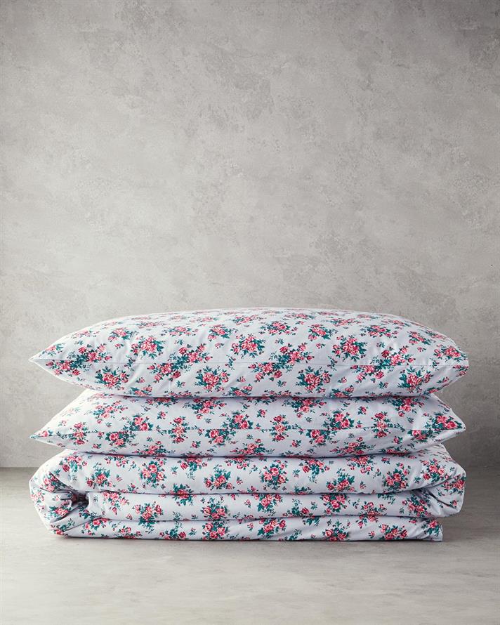 Set husa de pilota cu fete de perna, King Size, Rose Harmony, bumbac, 240x220 cm/50x70 cm, bleu