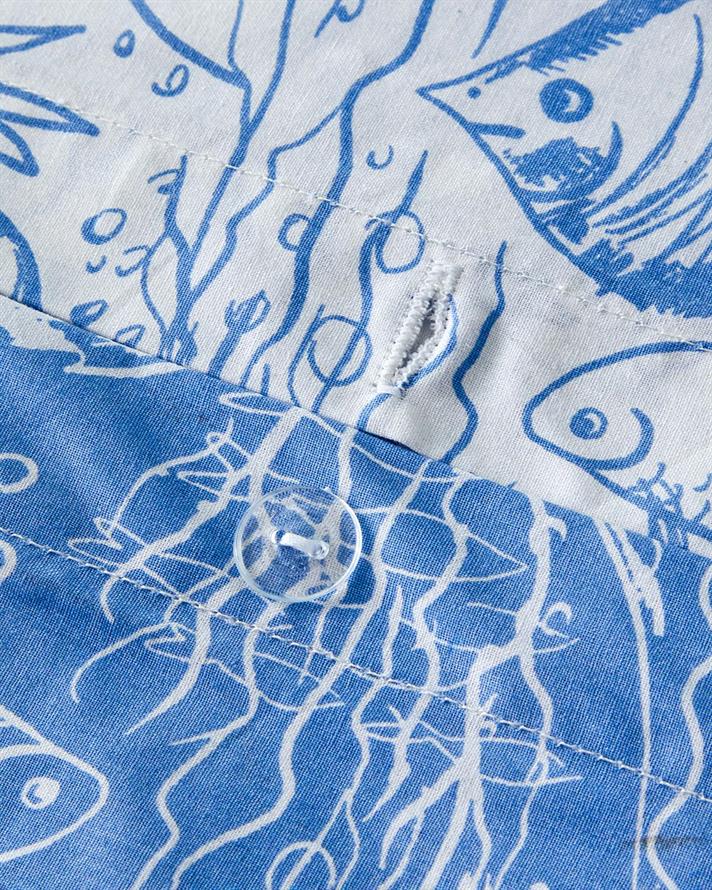 Set husa de pilota cu fete de perna pentru doua persoane, Underwater Wonders, bumbac, 200x220 cm/50x70 cm, bleu