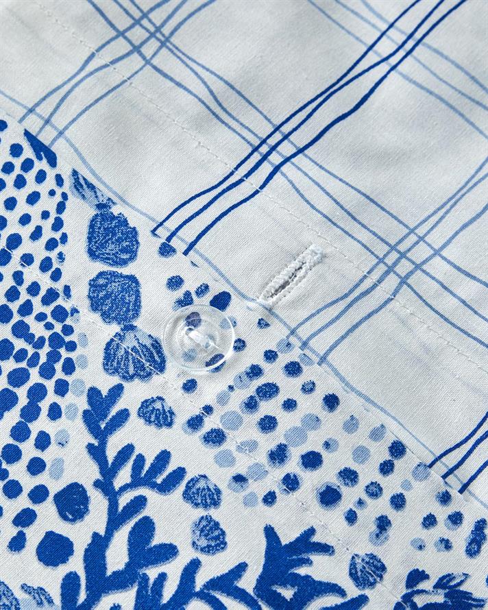 Set husa de pilota cu fete de perna pentru doua persoane, Coastal Treasures, bumbac, 200x220 cm/50x70 cm, bleu