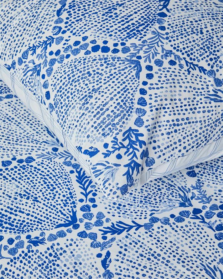 Set husa de pilota cu fete de perna pentru doua persoane, Coastal Treasures, bumbac, 200x220 cm/50x70 cm, bleu
