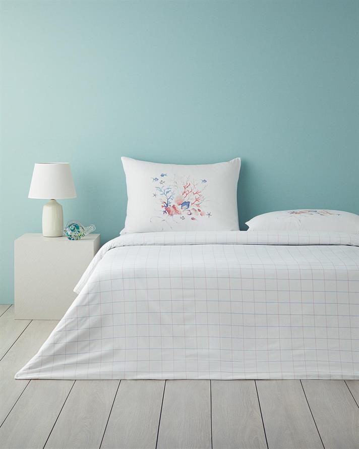 Set husa de pilota cu fete de perna pentru doua persoane, Sea Pearl, bumbac, 200x220 cm/50x70 cm, roz
